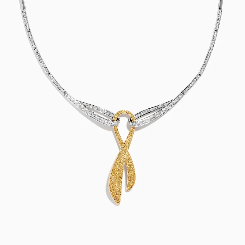 Sparkle In Style With Our Best Jewelry Deals Canare 14K Two-Tone Gold Yellow Diamond Cancer Awareness Necklace