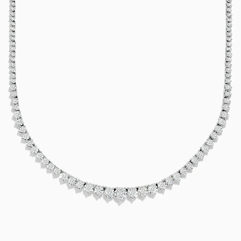 Pave Classica 14K White Gold 18" Diamond Tennis Necklace, 6.98 TCW