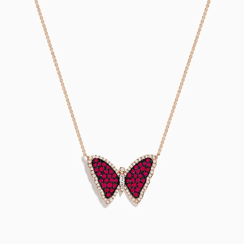 Timeless Jewelry, Timeless Savings – Don't Wait Ruby Royale 14K Rose Gold Ruby Butterfly Necklace