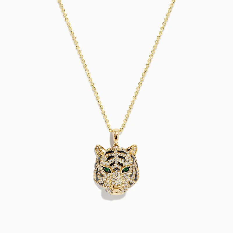 Timeless Elegance Now At Special Discounts Safari 14K Yellow Gold Diamond and Emerald Tiger Pendant Timeless Elegance Now At Special Discounts Safari 14K Yellow Gold Diamond and Emerald Tiger Pendant