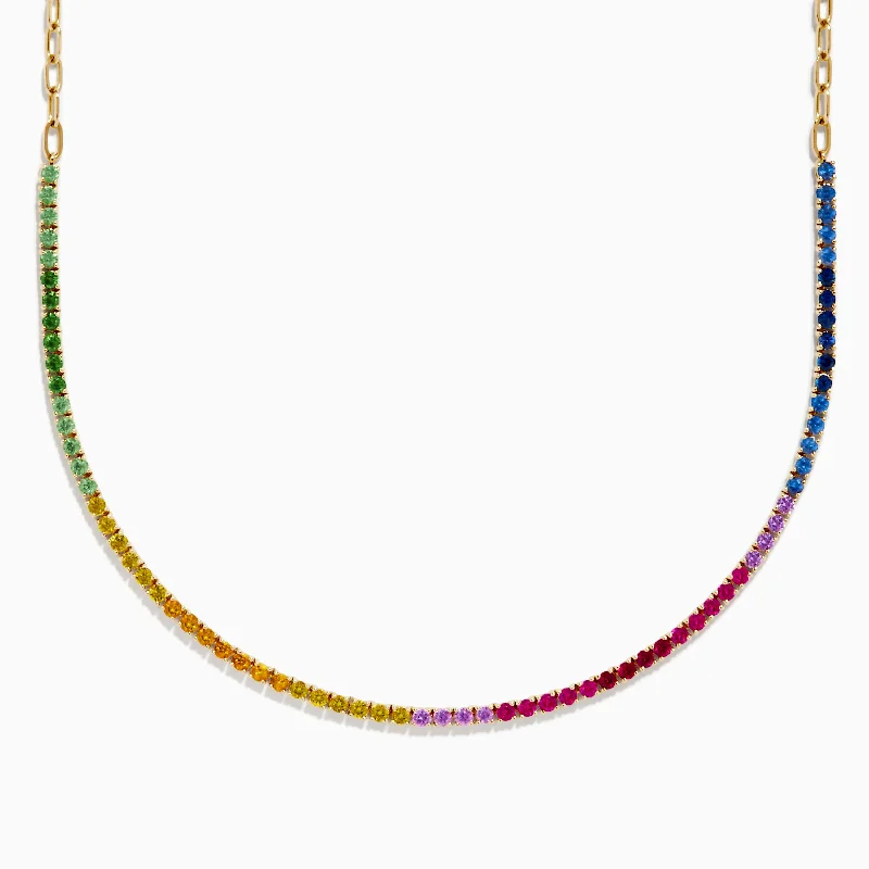 The Biggest Jewelry Sale Of The Year Is Here Watercolors 14K Yellow Gold Multi Sapphire, Ruby, & Tsavorite Necklace The Biggest Jewelry Sale Of The Year Is Here Watercolors 14K Yellow Gold Multi Sapphire, Ruby, & Tsavorite Necklace