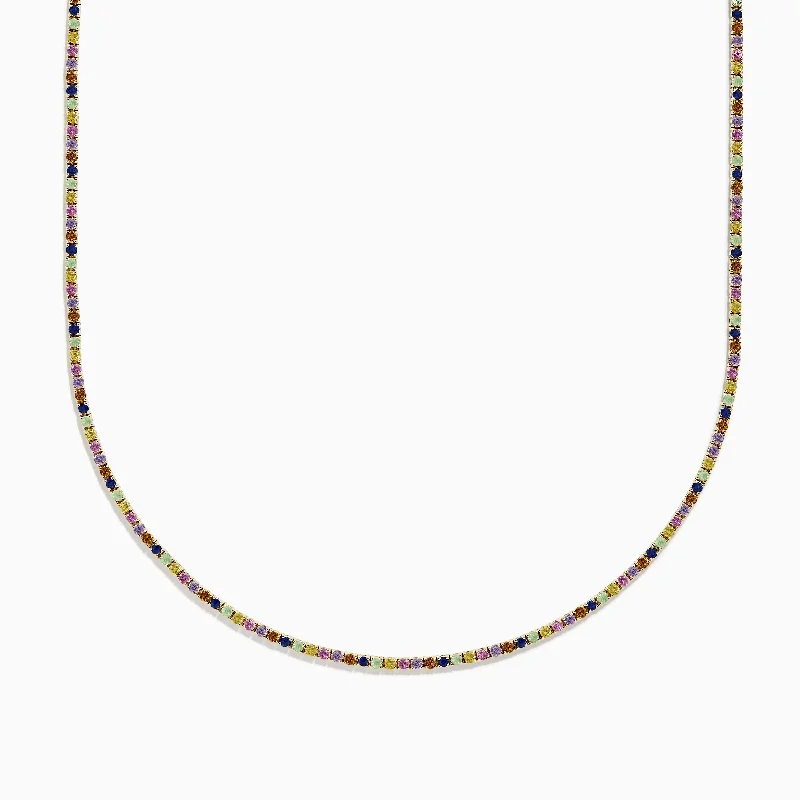 Exclusive Jewelry Sale – Grab Timeless Pieces Now Watercolors 14k Yellow Gold Multi Sapphire Tennis Necklace