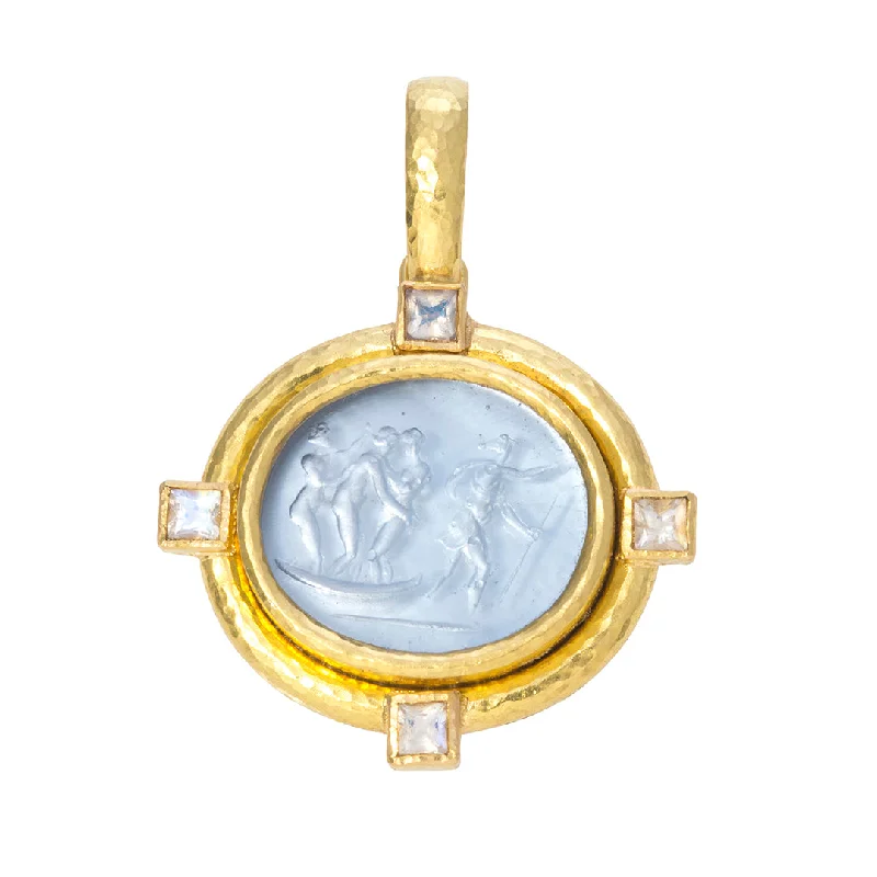 Exclusive Online Discounts On Stylish Jewelry Elizabeth Locke Cerulean Venetian Glass Intaglio “Goddess On Boat” Pendant