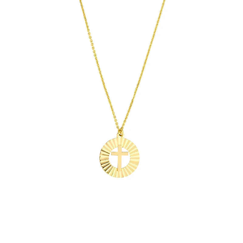 Exclusive Online Jewelry Sale – Don't Wait Fluted Cross Medallion Necklace