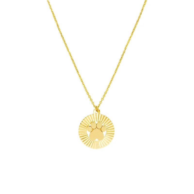 Shop Fine Jewelry With Amazing Deals Fluted Paw Print Medallion Necklace