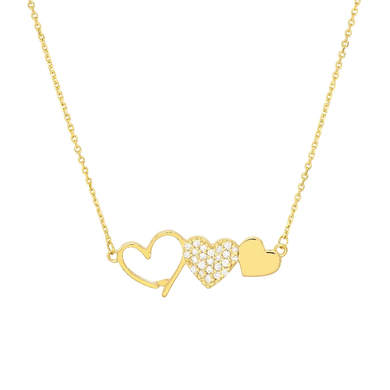 Luxury Jewelry Without The Luxury Price Tag Heart Trio with Diamonds Necklace