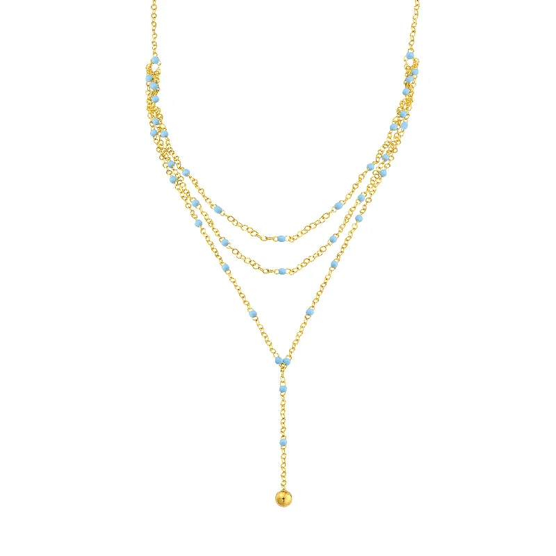 Jewelry Sale Bonanza – Grab Your Sparkle Now Light Blue Enamel Layered Lariat Necklace