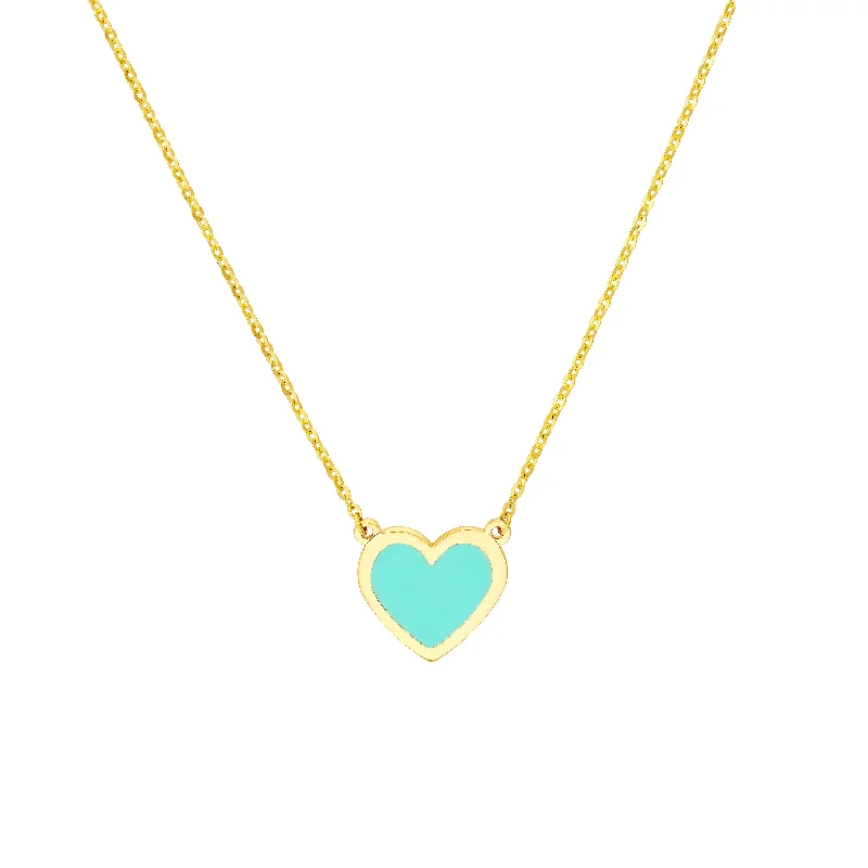 Limited-Stock Jewelry Sale – Shop Before It's Gone Light Turquoise Enamel Bezel Heart Necklace Limited-Stock Jewelry Sale – Shop Before It's Gone Light Turquoise Enamel Bezel Heart Necklace