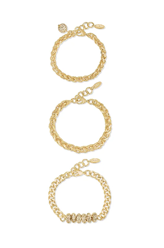 Linked Chain Trio Bracelet Set