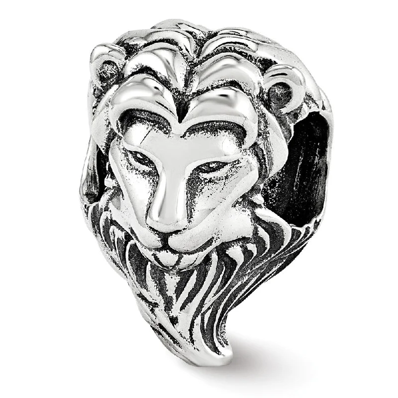 Antiqued Sterling Silver Lion's Head Bead Charm