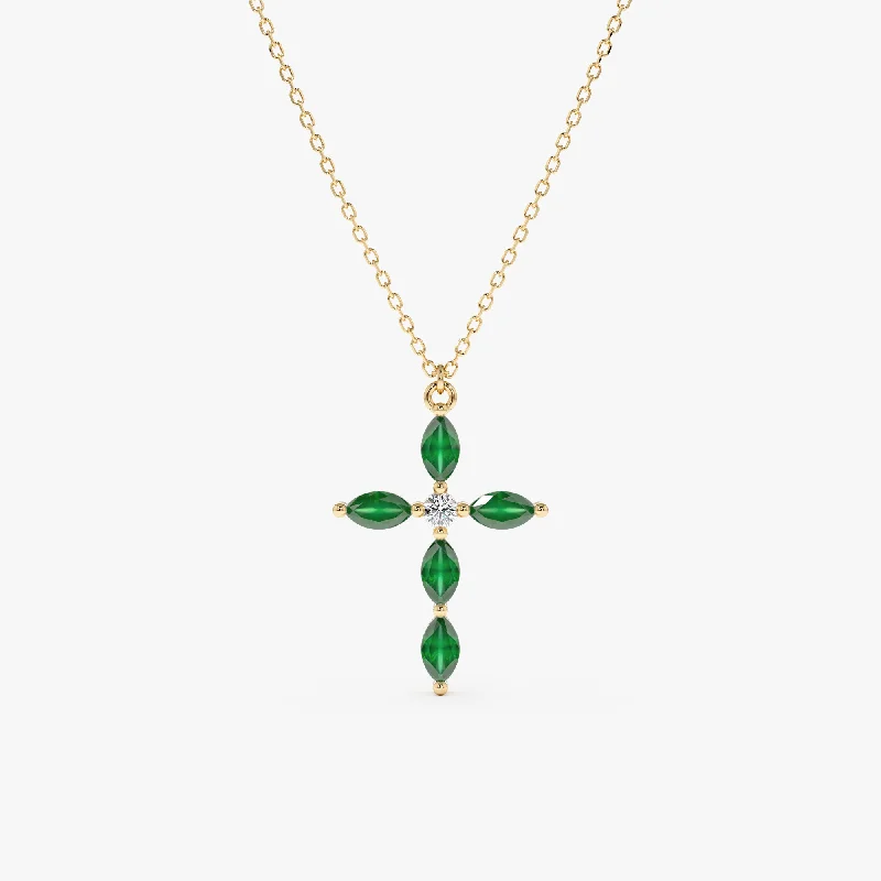 Once-A-Year Jewelry Sale – Grab Your Favorites Now Marquise Emerald Cross Necklace, Aida Once-A-Year Jewelry Sale – Grab Your Favorites Now Marquise Emerald Cross Necklace, Aida