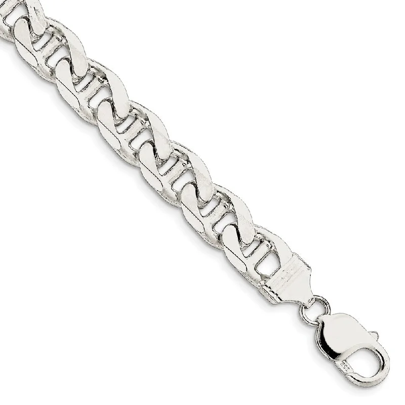 Celebrate Every Occasion With Sparkling Savings Mens 10.5mm Sterling Silver Solid Flat Cuban Anchor Chain Bracelet
