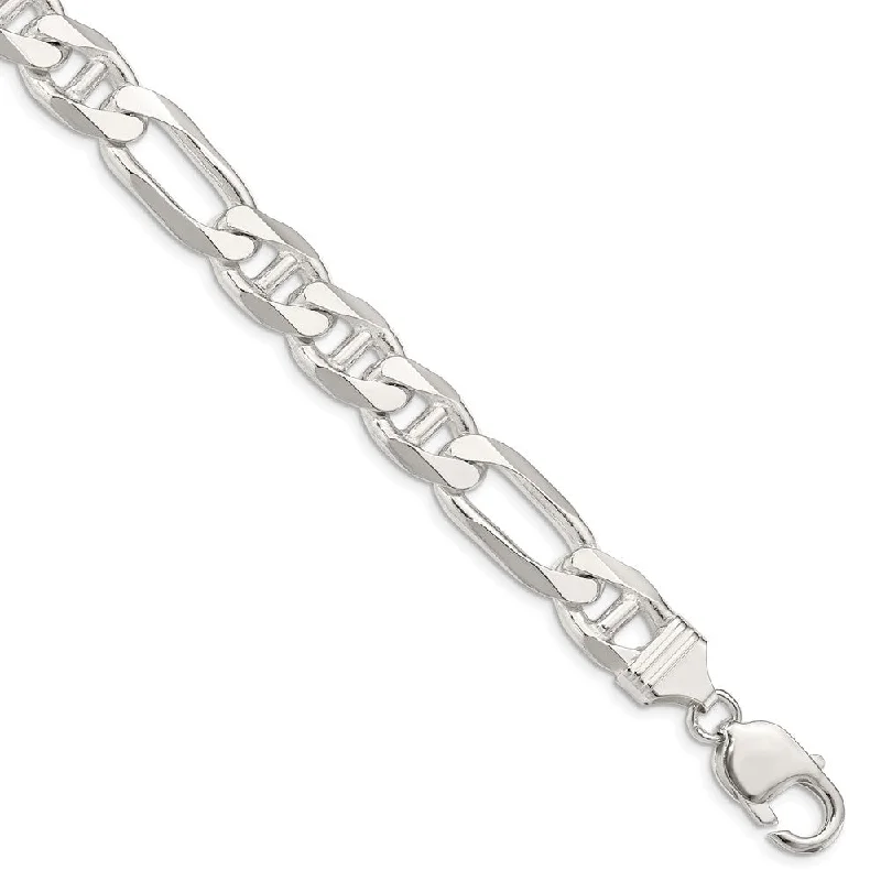 Luxury Jewelry Clearance – Shop Premium Styles Now Mens 10.6mm Sterling Silver Solid Figaro Anchor Chain Bracelet