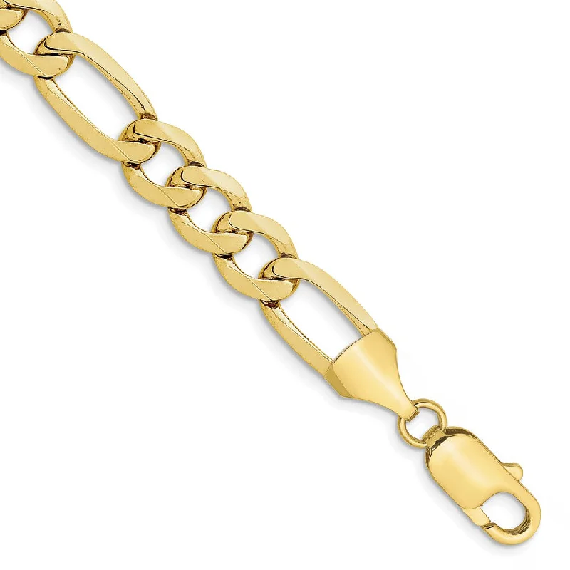 Best Jewelry Deals – Premium Quality At Exclusive Discounts Men's 10mm 10k Yellow Gold Solid Concave Figaro Chain Bracelet