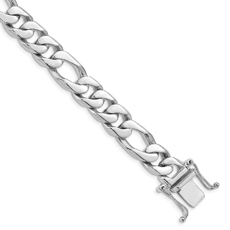 Dainty And Elegant Jewelry Now At Reduced Prices Men's 14k White Gold, 10mm Solid Figaro Link Chain Bracelet, 8 Inch