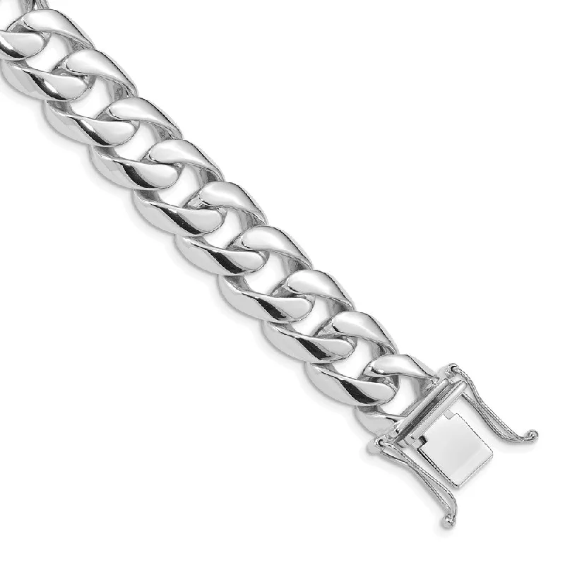 Your Perfect Accessory Now At The Best Price Men's 14k White Gold, 13.5mm Rounded Curb Chain Bracelet, 8 Inch