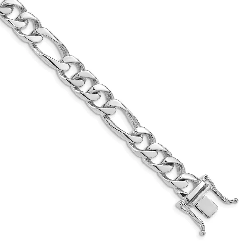 Must-Have Jewelry At Unbelievable Discounts Men's 14k White Gold, 9mm Solid Figaro Link Chain Bracelet, 8 Inch