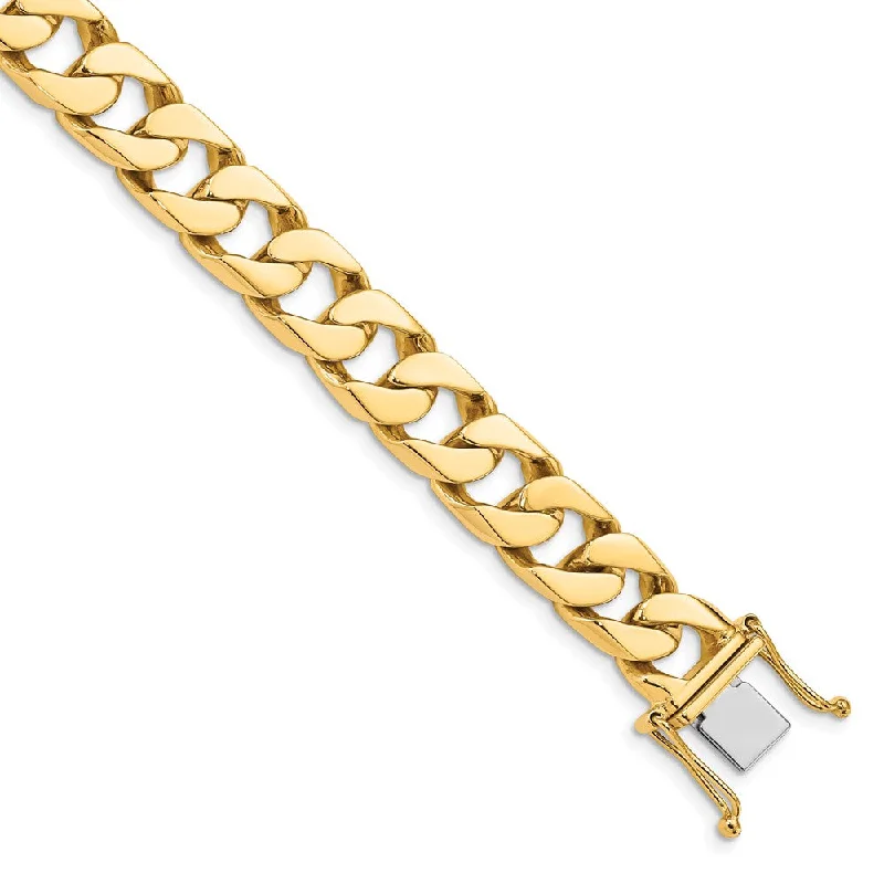 Timeless Elegance Now At Special Discounts Men's 14k Yellow Gold, 10.5mm Flat Beveled Curb Chain Bracelet, 8 Inch