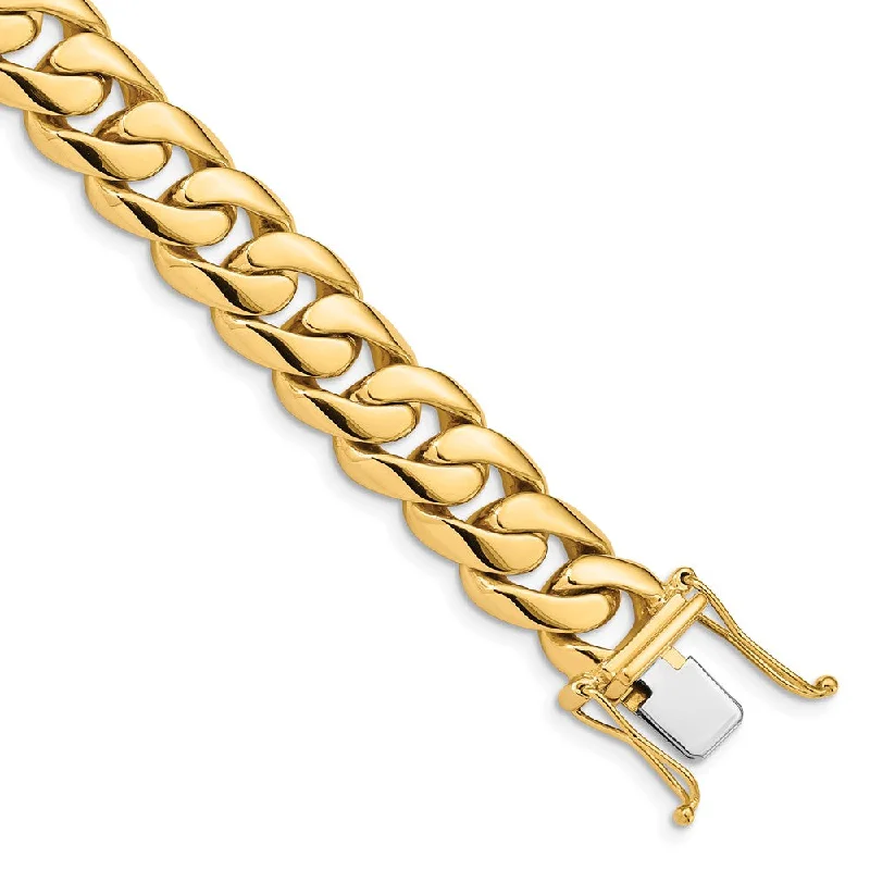 Trending Jewelry Now At Unbeatable Prices Men's 14k Yellow Gold, 10.75mm Rounded Curb Chain Bracelet, 8 Inch