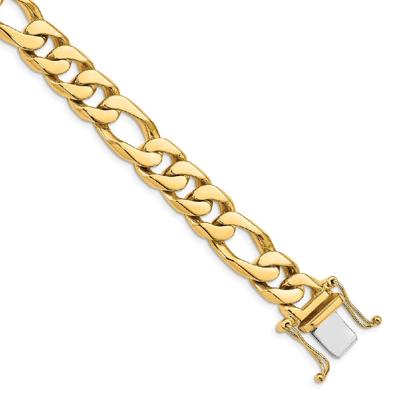 Once-A-Year Jewelry Sale – Grab Your Favorites Now Men's 14k Yellow Gold, 11mm Figaro Chain Link Bracelet - 8 Inch