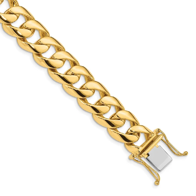 Premium Jewelry, Premium Discounts – Act Fast Men's 14k Yellow Gold, 13mm Rounded Curb Chain Bracelet - 8 Inch