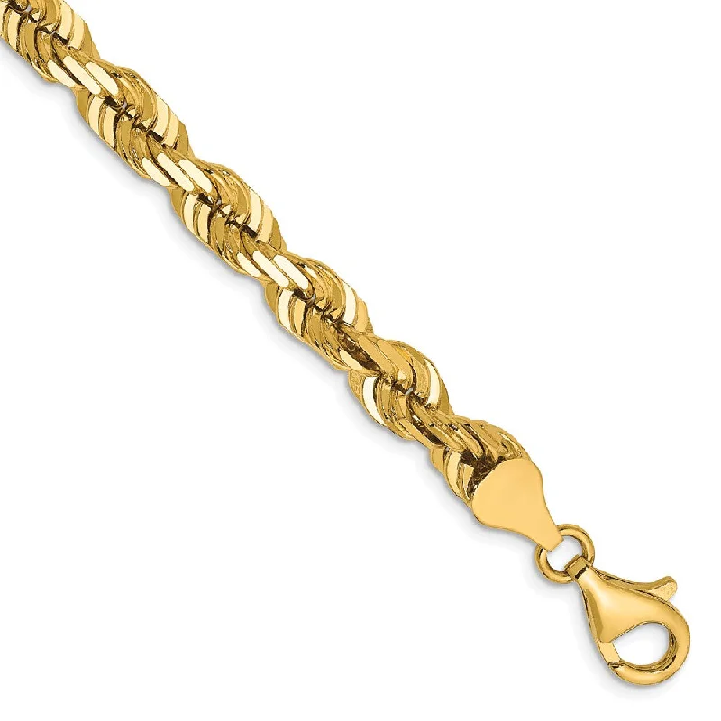Don't Miss These Dazzling Jewelry Discounts Men's 14k Yellow Gold 6.5mm D/C Solid Rope Chain Bracelet