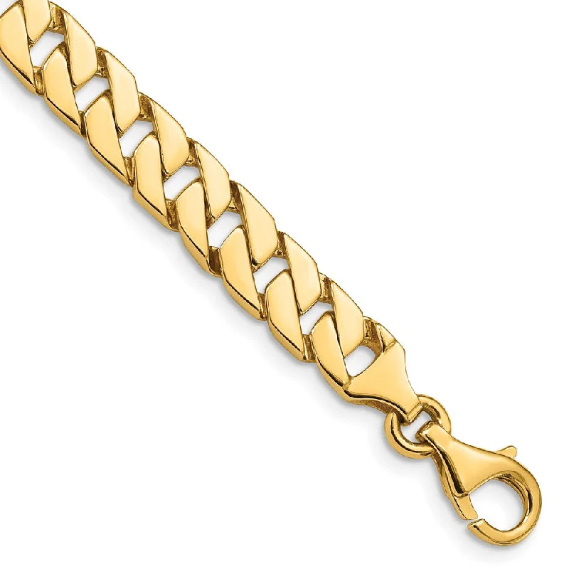 Fashion-Forward Jewelry At Exclusive Discounts Men's 14k Yellow Gold, 7mm Fancy Square Curb Chain Bracelet - 7 Inch