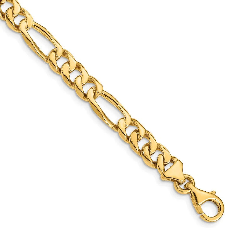 Men's 14k Yellow Gold, 7mm Figaro Chain Bracelet, 8 Inch