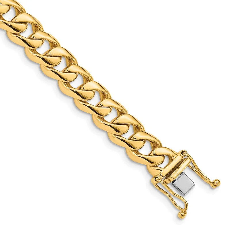 Men's 14k Yellow Gold, 8.75mm Rounded Curb Chain Bracelet, 8 Inch