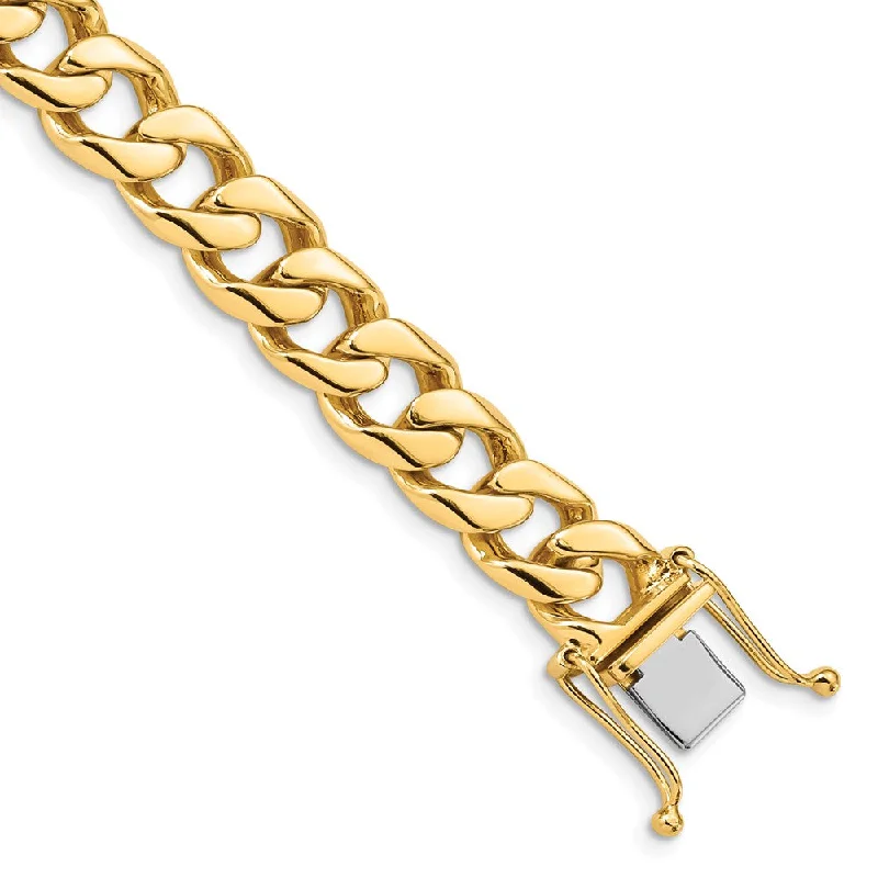 Discover Unique Jewelry With Special Limited-Time Offers Men's 14k Yellow Gold, 9.8mm Flat Beveled Curb Chain Bracelet - 8 Inch