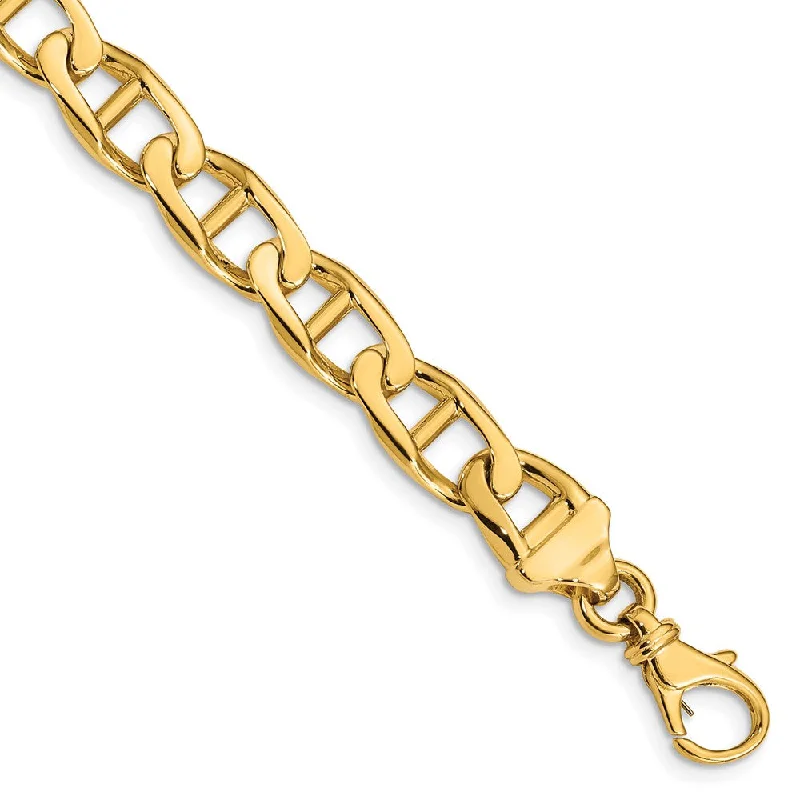 Unlock Unbeatable Jewelry Deals Before They’Re Gone Men's 14k Yellow Gold, 9mm Anchor Chain Link Bracelet - 8 Inch