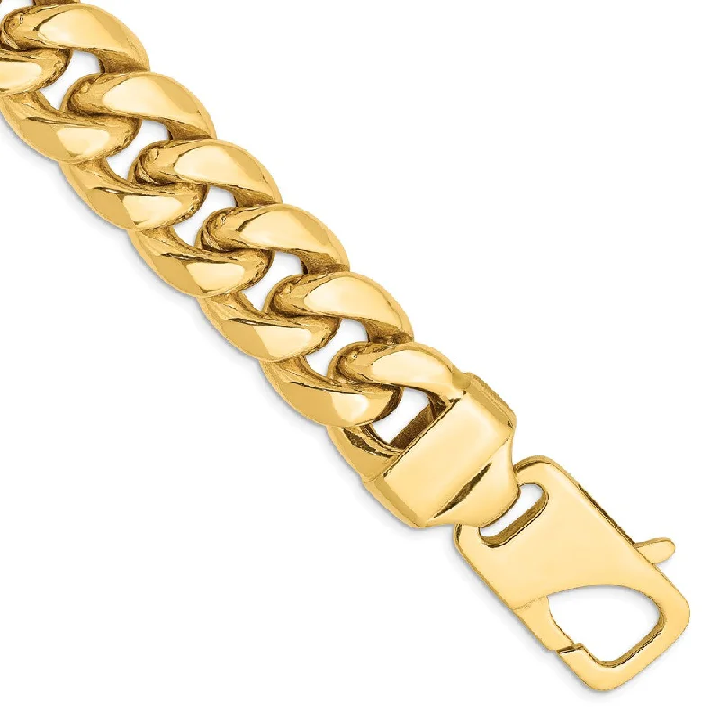 Jewelry Sale Bonanza – Grab Your Sparkle Now Men's 15mm 14k Yellow Gold Hollow Miami Cuban (Curb) Chain Bracelet