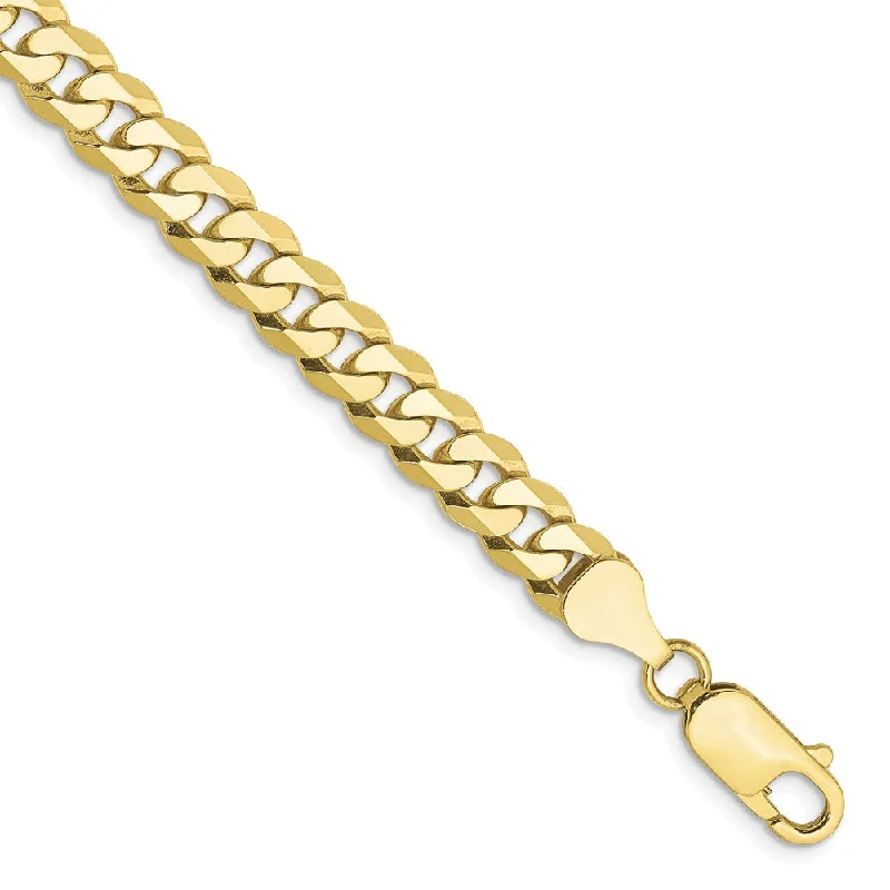 The Perfect Jewelry Piece At The Perfect Discount Men's 6.25mm 10k Yellow Gold Flat Beveled Curb Chain Bracelet