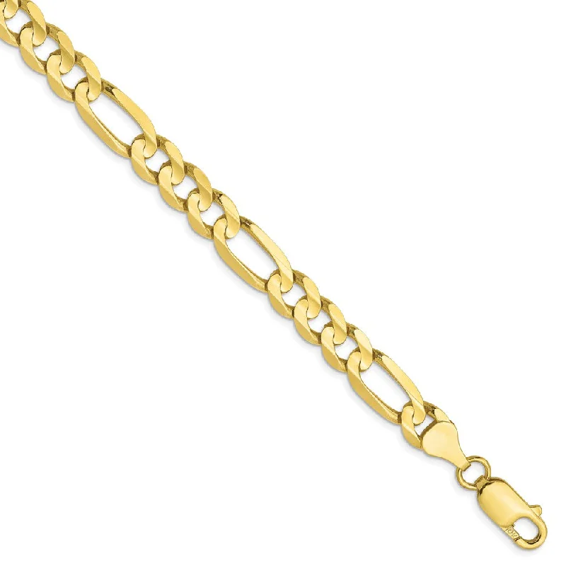 Stunning Statement Jewelry, Unbeatable Discounts Men's 6.75mm 10K Yellow Gold Solid Concave Figaro Chain Bracelet