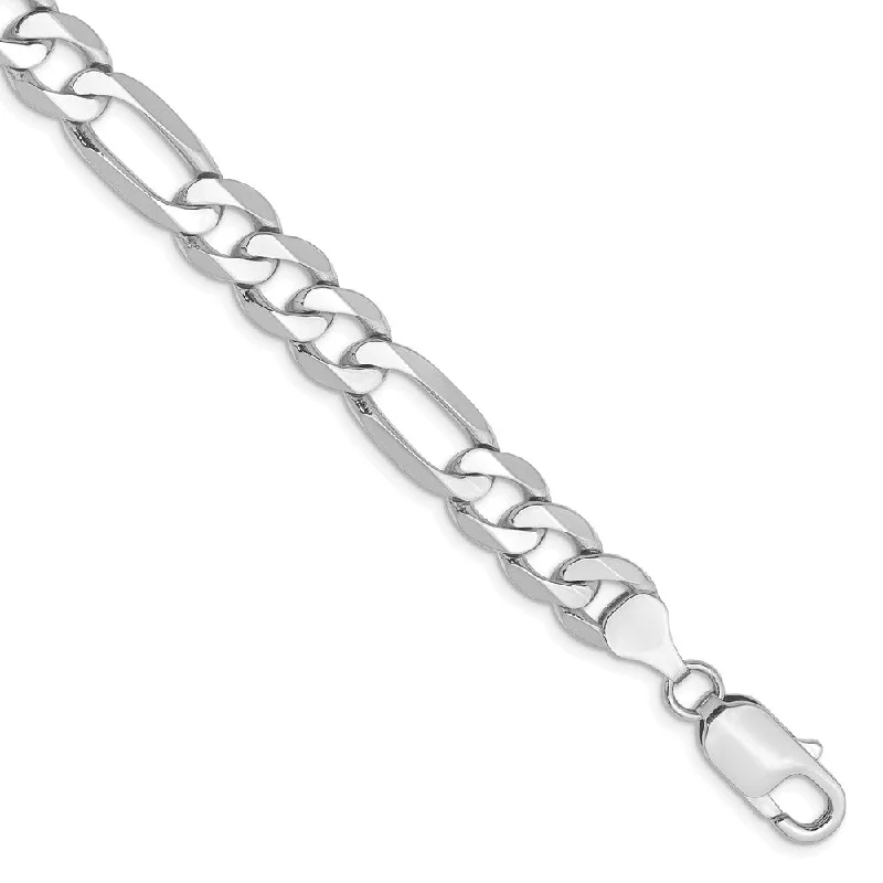Personalized Jewelry Sale – Unique Gifts At Low Prices Men's 7.5mm 14k White Gold Solid Flat Figaro Chain Bracelet, 8 Inch