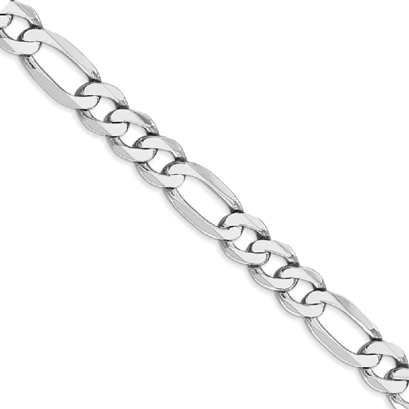 Limited-Stock Jewelry Sale – Shop Before It's Gone Men's 7mm 14k White Gold Solid Flat Figaro Chain Bracelet, 8 Inch