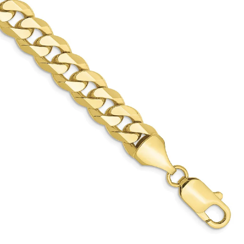 Affordable Luxury Jewelry – Style At A Great Price Men's 8.25mm 10k Yellow Gold Flat Beveled Curb Chain Bracelet