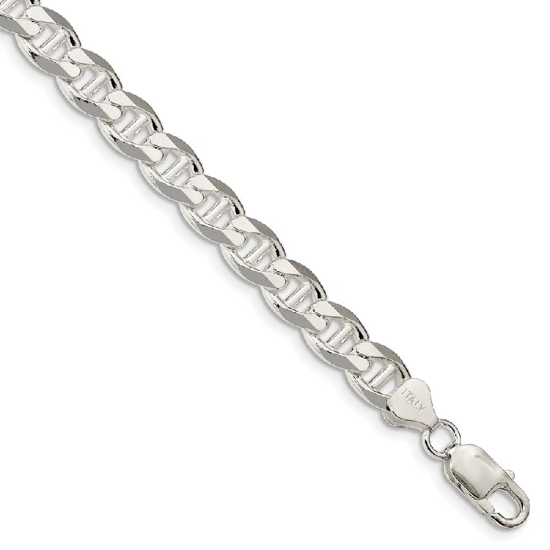Timeless Jewelry Styles At Wallet-Friendly Prices Mens 8.25mm Sterling Silver Solid Flat Cuban Anchor Chain Bracelet