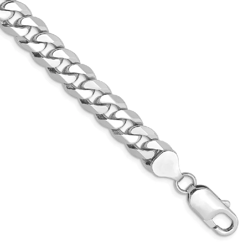 Exclusive Online Jewelry Sale – Don't Wait Men's 8mm 14k White Gold Solid Beveled Curb Chain Bracelet