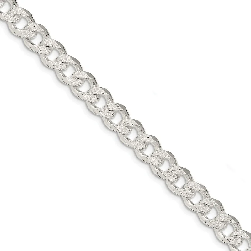 Shop Signature Jewelry Styles At Exclusive Prices Men's 9mm Sterling Silver Solid Pave Curb Chain Bracelet