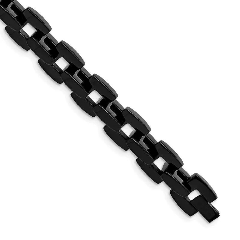 Jewelry Flash Sale – Stylish Designs At Unbeatable Rates Men's Black Plated Stainless Steel 10mm Square Chain Bracelet, 9 Inch