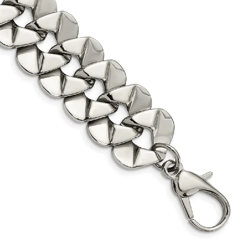 Buy More, Save More On Stunning Jewelry Pieces Men's Stainless Steel Large Fancy Curb Chain Bracelet - 8.5 Inch