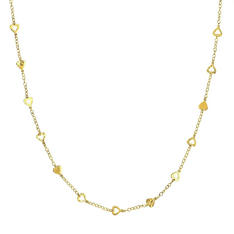 Elevate Your Outfit With Discounted Statement Jewelry Mixed Hearts Station Curb Chain Necklace Elevate Your Outfit With Discounted Statement Jewelry Mixed Hearts Station Curb Chain Necklace