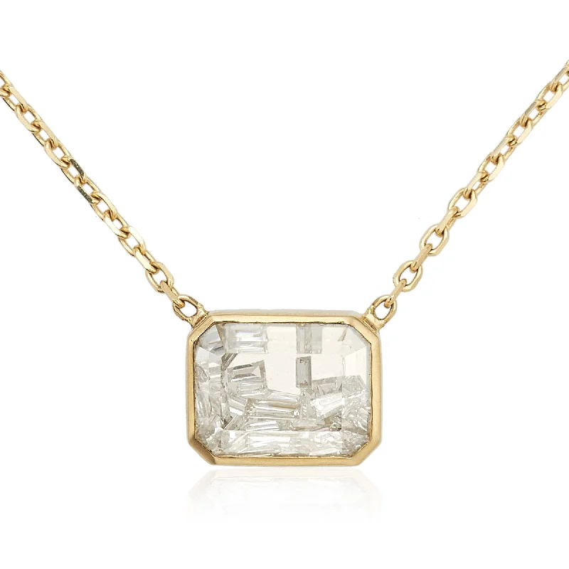 Affordable Glamour – Premium Jewelry For Less Gold Small Rectangular Diamond "Shake" Necklace Affordable Glamour – Premium Jewelry For Less Gold Small Rectangular Diamond "Shake" Necklace