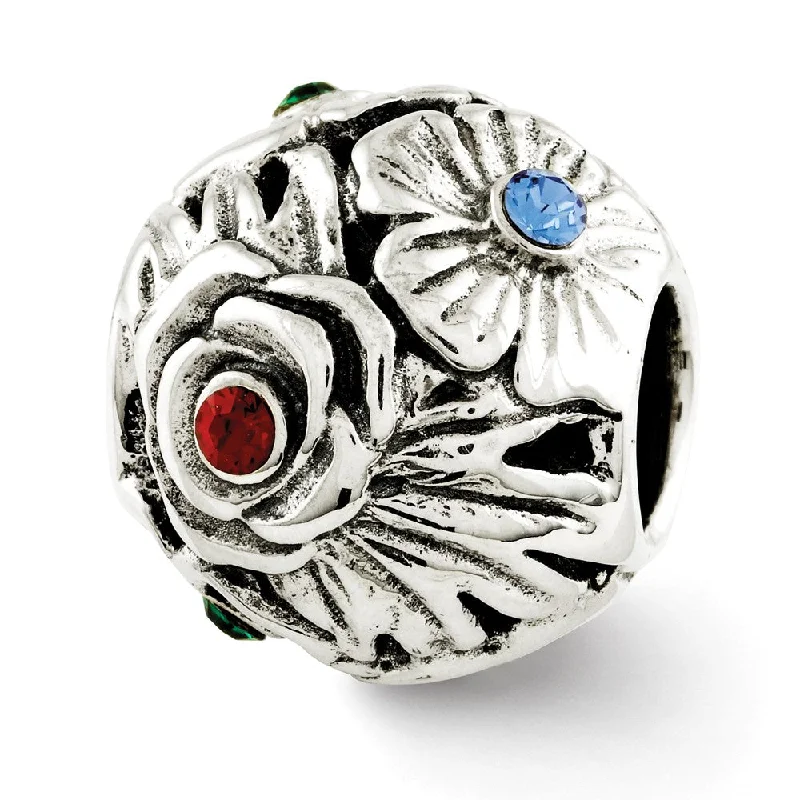 Chic And Stylish Jewelry At Exclusive Prices Sterling Silver Multicolor Crystal Flower Bead Charm Chic And Stylish Jewelry At Exclusive Prices Sterling Silver Multicolor Crystal Flower Bead Charm
