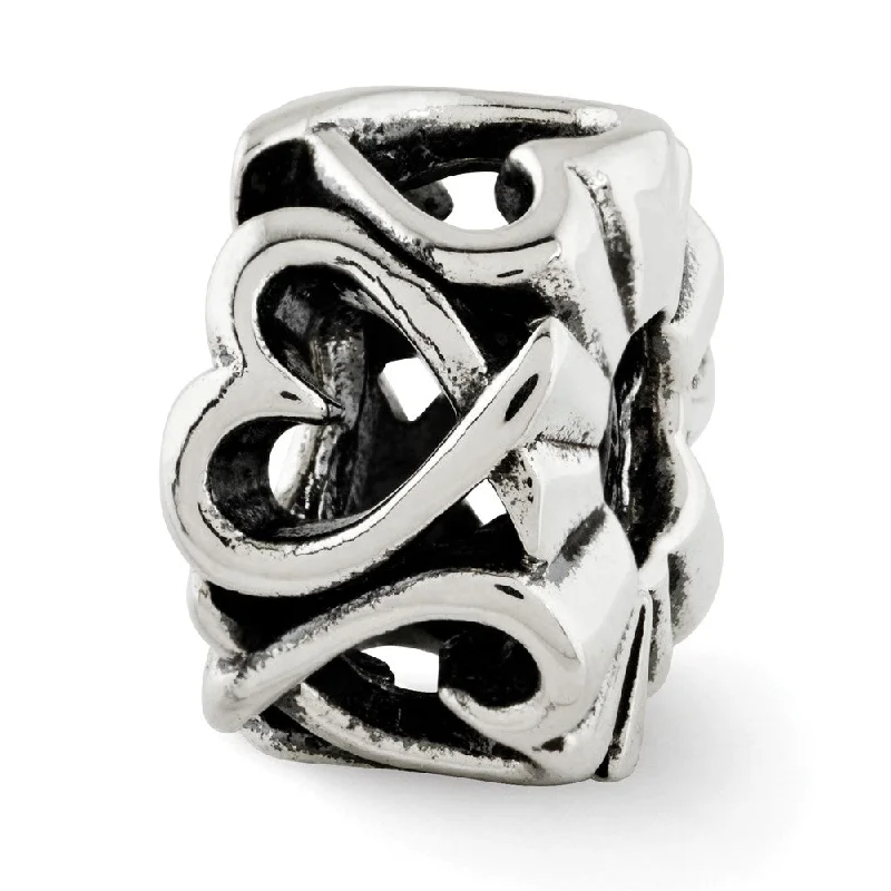 Shop Dazzling Jewelry At The Best Prices Multidirectional Open Hearts Bead Charm in Antiqued Sterling Silver Shop Dazzling Jewelry At The Best Prices Multidirectional Open Hearts Bead Charm in Antiqued Sterling Silver