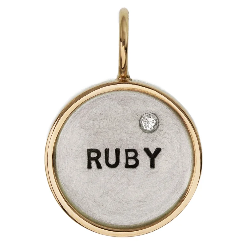 Eco-Friendly Sustainable Jewelry For Conscious Buyers Name and Date Double Framed Round Charm Eco-Friendly Sustainable Jewelry For Conscious Buyers Name and Date Double Framed Round Charm