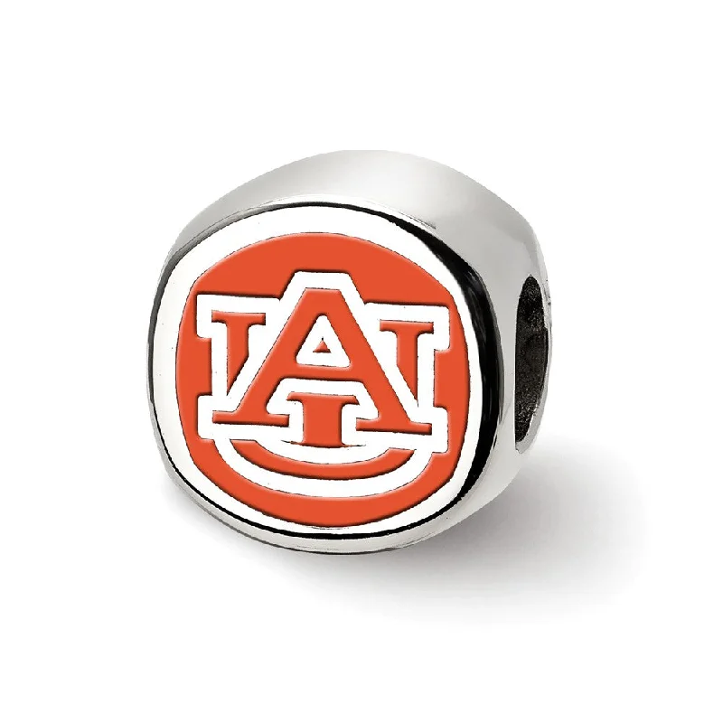 Sterling Silver Auburn University Cushion Shaped Logo Bead Charm