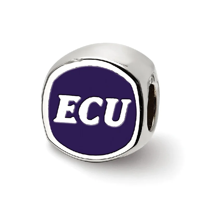 Sterling Silver East Carolina U Cushion Shape Bead Charm