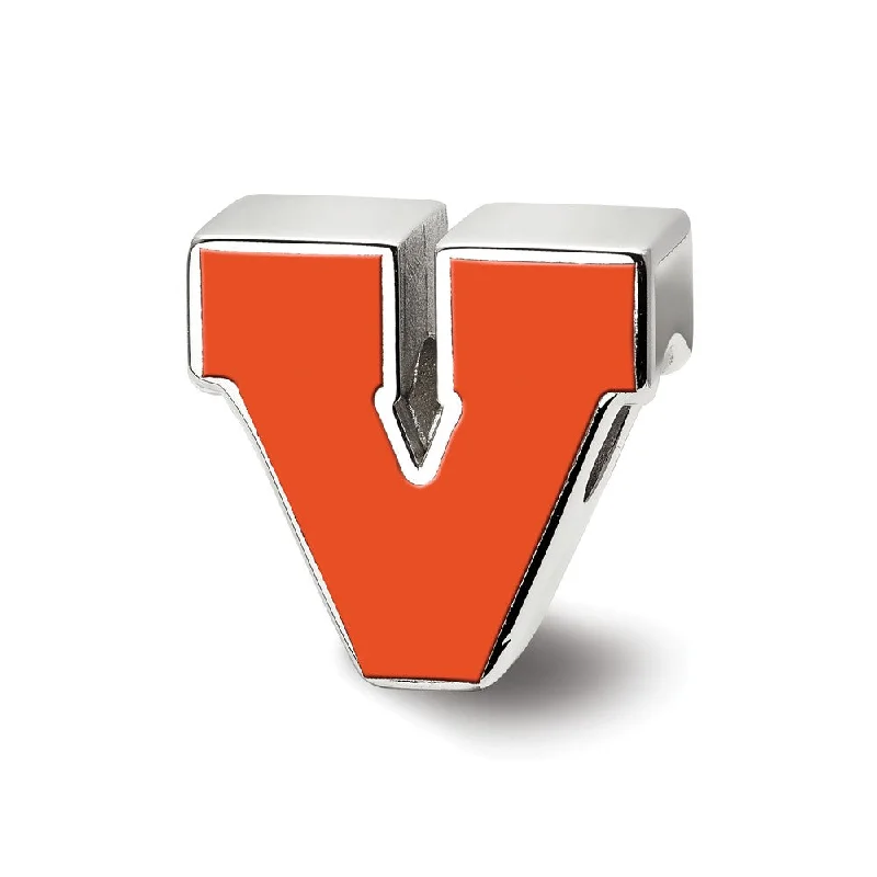 Sterling Silver University of Virginia Block V Enamel Bead Charm